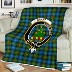 Plaid Blanket Grant Hunting Clan Crest Badge Tartan Blanket Scottish Green Plaid Throw Blanket Tartan Plaid Fleece Blanket