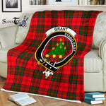 Plaid Blanket Grant Modern Clan Crest Badge Tartan Blanket Scottish Green Plaid Throw Blanket Tartan Plaid Fleece Blanket