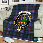 Plaid Blanket Grant Weathered Clan Crest Badge Tartan Blanket Scottish Green Plaid Throw Blanket Tartan Plaid Fleece Blanket