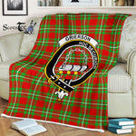 Plaid Blanket Grierson Clan Crest Badge Tartan Blanket Scottish Green Plaid Throw Blanket Tartan Plaid Fleece Blanket