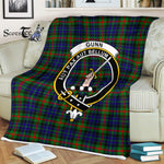 Plaid Blanket Gunn Clan Crest Badge Tartan Blanket Scottish Green Plaid Throw Blanket Tartan Plaid Fleece Blanket