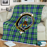 Plaid Blanket Haliburton Clan Crest Badge Tartan Blanket Scottish Green Plaid Throw Blanket Tartan Plaid Fleece Blanket