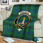 Plaid Blanket Henderson Ancient Clan Crest Badge Tartan Blanket Scottish Green Plaid Throw Blanket - Scotstee Shop