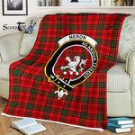 Plaid Blanket Heron Clan Crest Badge Tartan Blanket Scottish Green Plaid Throw Blanket Tartan Plaid Fleece Blanket