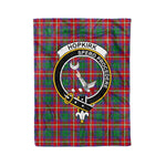 Plaid Blanket Hopkirk Clan Crest Badge Tartan Blanket Scottish Green Plaid Throw Blanket Tartan Plaid Fleece Blanket