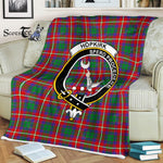 Plaid Blanket Hopkirk Clan Crest Badge Tartan Blanket Scottish Green Plaid Throw Blanket Tartan Plaid Fleece Blanket