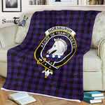 Plaid Blanket Horsburgh Clan Crest Badge Tartan Blanket Scottish Green Plaid Throw Blanket Tartan Plaid Fleece Blanket
