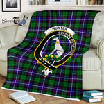 Plaid Blanket Hunter Clan Crest Badge Tartan Blanket Scottish Green Plaid Throw Blanket Tartan Plaid Fleece Blanket
