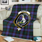 Plaid Blanket Hunter Modern Clan Crest Badge Tartan Blanket Scottish Green Plaid Throw Blanket Tartan Plaid Fleece Blanket