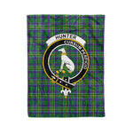 Plaid Blanket Hunter Of Hunterston Clan Crest Badge Tartan Blanket Scottish Green Plaid Throw Blanket - Scotstee Shop