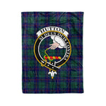 Plaid Blanket Hutton Clan Crest Badge Tartan Blanket Scottish Green Plaid Throw Blanket Tartan Plaid Fleece Blanket