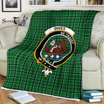 Plaid Blanket Innes Hunting Clan Crest Badge Tartan Blanket Scottish Green Plaid Throw Blanket Tartan Plaid Fleece Blanket