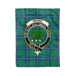 Plaid Blanket Irvine Ancient Clan Crest Badge Tartan Blanket Scottish Green Plaid Throw Blanket Tartan Plaid Fleece Blanket
