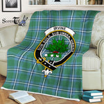 Plaid Blanket Irvine Clan Crest Badge Tartan Blanket Scottish Green Plaid Throw Blanket Tartan Plaid Fleece Blanket