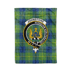 Plaid Blanket Johnston Ancient Clan Crest Badge Tartan Blanket Scottish Green Plaid Throw Blanket Tartan Plaid Fleece Blanket