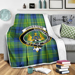 Plaid Blanket Johnston Ancient Clan Crest Badge Tartan Blanket Scottish Green Plaid Throw Blanket Tartan Plaid Fleece Blanket