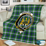 Plaid Blanket Johnston Dress Clan Crest Badge Tartan Blanket Scottish Green Plaid Throw Blanket Tartan Plaid Fleece Blanket