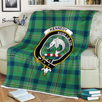 Plaid Blanket Kennedy Ancient Clan Crest Badge Tartan Blanket Scottish Green Plaid Throw Blanket Tartan Plaid Fleece Blanket