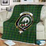Plaid Blanket Kennedy Clan Crest Badge Tartan Blanket Scottish Green Plaid Throw Blanket Tartan Plaid Fleece Blanket