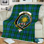 Plaid Blanket Kerr Hunting Clan Crest Badge Tartan Blanket Scottish Green Plaid Throw Blanket Tartan Plaid Fleece Blanket