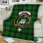Plaid Blanket Kincaid Clan Crest Badge Tartan Blanket Scottish Green Plaid Throw Blanket Tartan Plaid Fleece Blanket