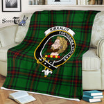 Plaid Blanket Kirkcaldy Clan Crest Badge Tartan Blanket Scottish Green Plaid Throw Blanket Tartan Plaid Fleece Blanket