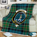 Plaid Blanket Kirkpatrick Clan Crest Badge Tartan Blanket Scottish Green Plaid Throw Blanket Tartan Plaid Fleece Blanket