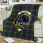 Plaid Blanket MacDonell Of Glengarry Clan Crest Badge Tartan Blanket Scottish Plaid Throw Blanket Tartan Plaid Fleece Blanket