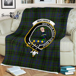 Plaid Blanket MacInnes Clan Crest Badge Tartan Blanket Scottish Plaid Throw Blanket Tartan Plaid Fleece Blanket