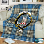 Plaid Blanket Napier Ancient Clan Crest Badge Tartan Blanket Scottish Green Plaid Throw Blanket Tartan Plaid Fleece Blanket