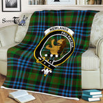 Plaid Blanket Newlands Clan Crest Badge Tartan Blanket Scottish Green Plaid Throw Blanket Tartan Plaid Fleece Blanket