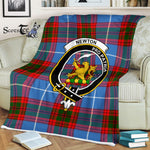 Plaid Blanket Newton Clan Crest Badge Tartan Blanket Scottish Green Plaid Throw Blanket Tartan Plaid Fleece Blanket