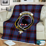 Plaid Blanket Rutherford Hunting Clan Crest Badge Tartan Blanket Scottish Plaid Throw Blanket Tartan Plaid Fleece Blanket