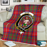 Plaid Blanket Shaw Of Sauchie Red Modern Clan Crest Badge Tartan Blanket Scottish Plaid Throw Blanket - Scotstee Shop