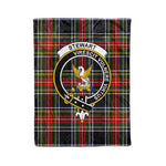Plaid Blanket Stewart High Stewards Black Clan Crest Badge Tartan Blanket Scottish Plaid Throw Blanket - Scotstee Shop