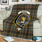 Plaid Blanket Stewart High Stewards Hunting Weathered Clan Crest Badge Tartan Blanket Scottish Plaid Throw Blanket - Scotstee Shop