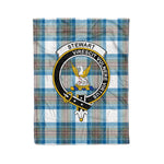 Plaid Blanket Stewart High Stewards Muted Blue Clan Crest Badge Tartan Blanket Scottish Plaid Throw Blanket - Scotstee Shop