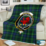 Plaid Blanket Stewart Stuart Of Bute Hunting Modern Clan Crest Badge Tartan Blanket Scottish Plaid Throw Blanket - Scotstee Shop