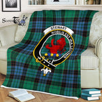 Plaid Blanket Stewart Stuart Of Bute Old Ancient Clan Crest Badge Tartan Blanket Scottish Plaid Throw Blanket - Scotstee Shop