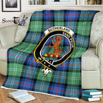 Plaid Blanket Sutherland I Old Ancient Clan Crest Badge Tartan Blanket Scottish Plaid Throw Blanket - Scotstee Shop
