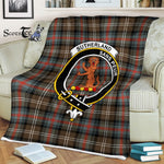 Plaid Blanket Sutherland I Weathered Clan Crest Badge Tartan Blanket Scottish Plaid Throw Blanket Tartan Plaid Fleece Blanket