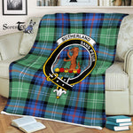 Plaid Blanket Sutherland II Old Ancient Clan Crest Badge Tartan Blanket Scottish Plaid Throw Blanket - Scotstee Shop