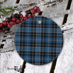 Plaid Christmas Ornaments Scottish Clan Clergy Blue Tartan Ornament,  ceramic ornament, personalized christmas ornaments, christmas tree ornaments, christmas door decorations, Plaid Ornament, Tartan Ceramic Ornament