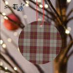 Plaid Christmas Ornaments Scottish Clan Cunningham Burgundy Dancers Tartan Ornament,  ceramic ornament, personalized christmas ornaments, christmas tree ornaments, christmas door decorations, Plaid Ornament, Tartan Ceramic Ornament