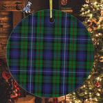 Plaid Christmas Ornaments Scottish Clan Donnachaidh Robertson Green Tartan Ceramic Ornament Plaid Ornaments Circle Ornament - Scotstee Shop