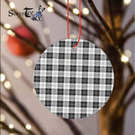 Plaid Christmas Ornaments Scottish Clan Erskine Black And White Tartan Ornament,  ceramic ornament, personalized christmas ornaments, christmas tree ornaments, christmas door decorations, Plaid Ornament, Tartan Ceramic Ornament