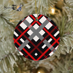 Plaid Christmas Ornaments Scottish Clan Home Tartan Ornament,  ceramic ornament, personalized christmas ornaments, christmas tree ornaments, christmas door decorations, Plaid Ornament, Tartan Ceramic Ornament