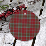 Plaid Christmas Ornaments Scottish Clan Lindsay Weathered Tartan Ornament,  ceramic ornament, personalized christmas ornaments, christmas tree ornaments, christmas door decorations, Plaid Ornament, Tartan Ceramic Ornament