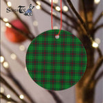 Plaid Christmas Ornaments Scottish Clan Lundin Tartan Ornament,  ceramic ornament, personalized christmas ornaments, christmas tree ornaments, christmas door decorations, Plaid Ornament, Tartan Ceramic Ornament