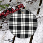 Plaid Christmas Ornaments Scottish Clan MacFarlane Black & White Tartan Ceramic Ornament Plaid Ornaments - Scotstee Shop